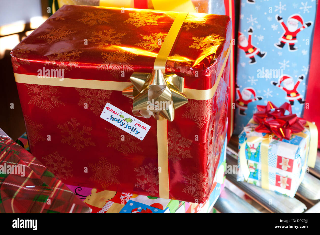 Christmas presents from Santa Stock Photo Alamy