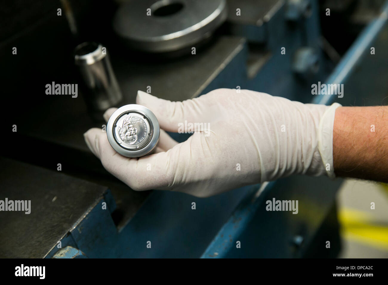 Coin die manufacturing at the Philadelphia branch of the United States Mint. Stock Photo