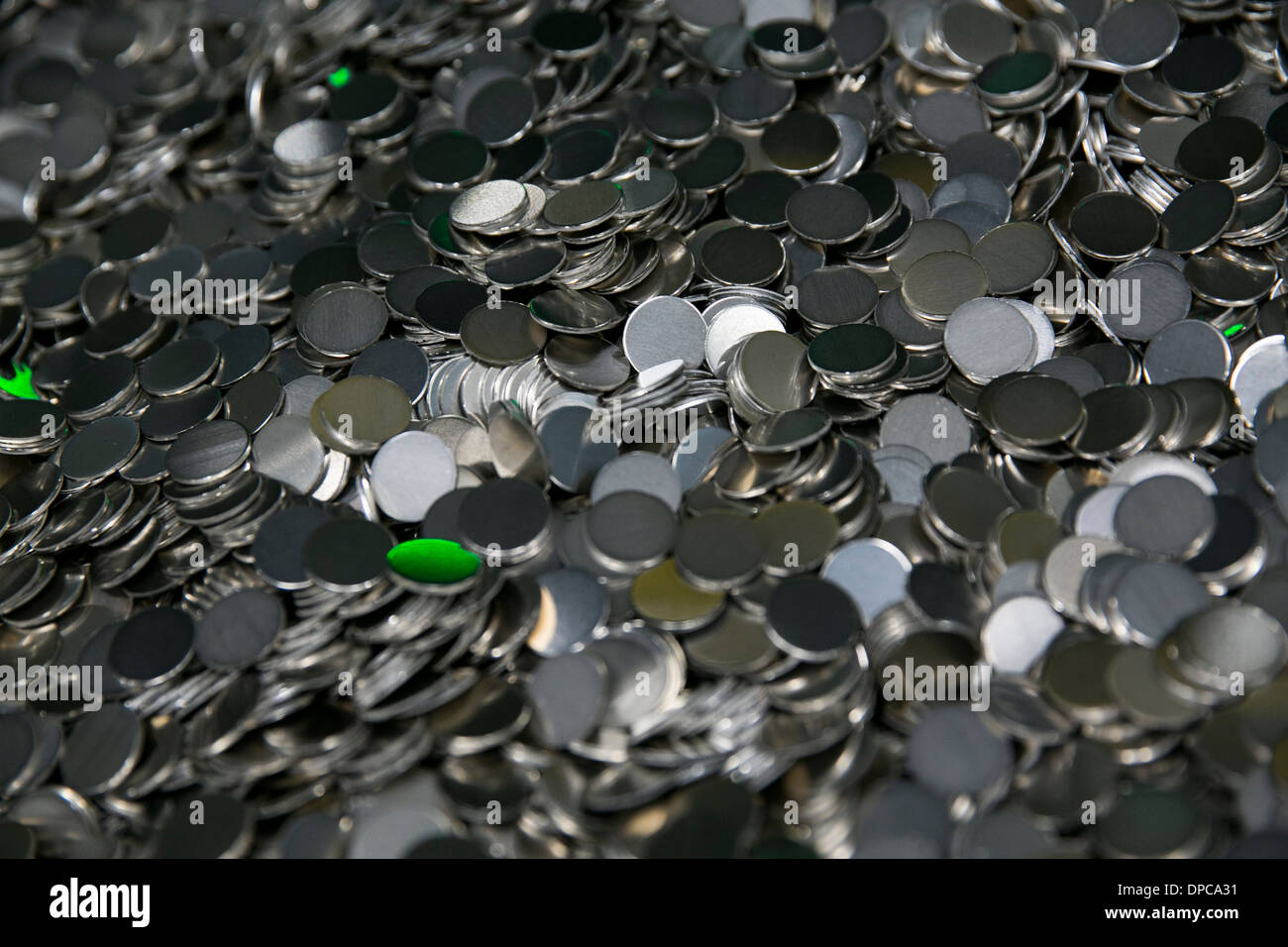 Quarter manufacturing at the Philadelphia branch of the United States Mint.  Stock Photo