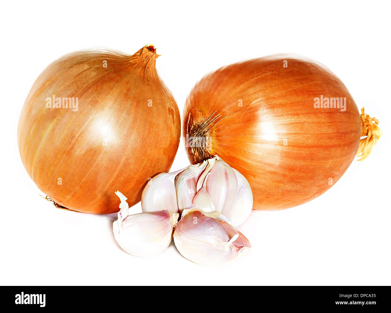 Garlic and onion isolated on white background Stock Photo - Alamy