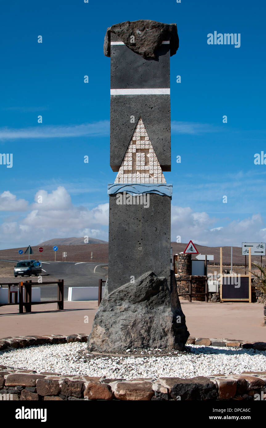 Traffic island sculpture at salt museum near Caleta de Fuste, Fuerteventura, Canary Islands, Spain. Stock Photo