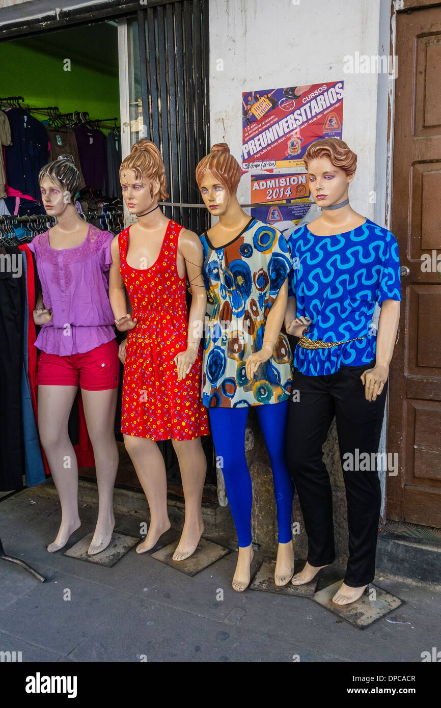 Mannequins displaying clothing for sale outside clothing store in Sucre, Bolivia Stock Photo Alamy