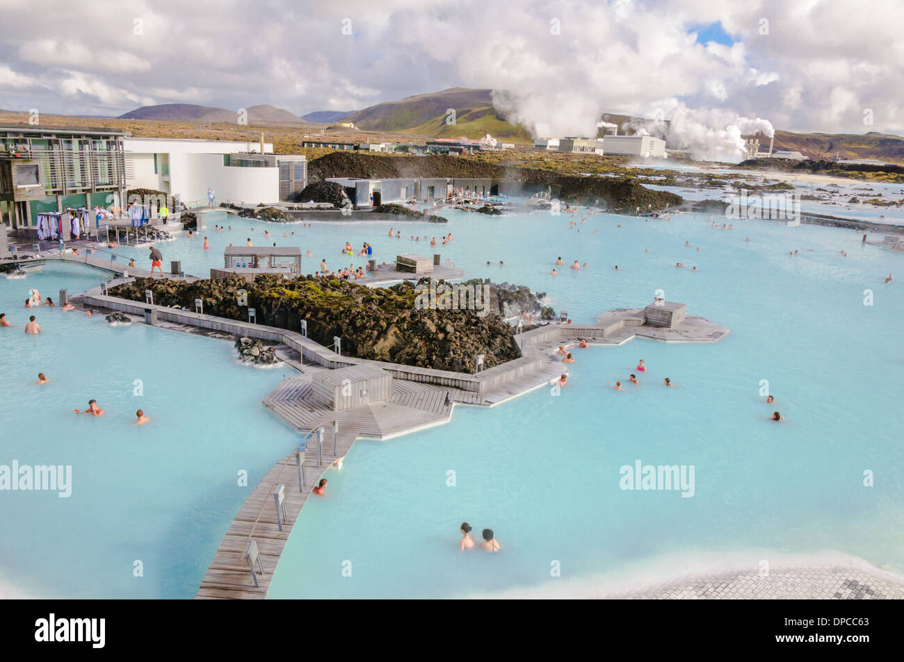 Blue Lagoon - famous Icelandic spa and Geothermal Power plant (panoramic  picture Stock Photo - Alamy