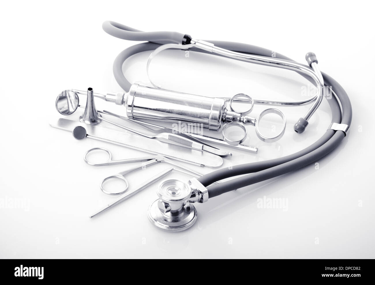 Medical instruments for ENT doctor on white Stock Photo Alamy