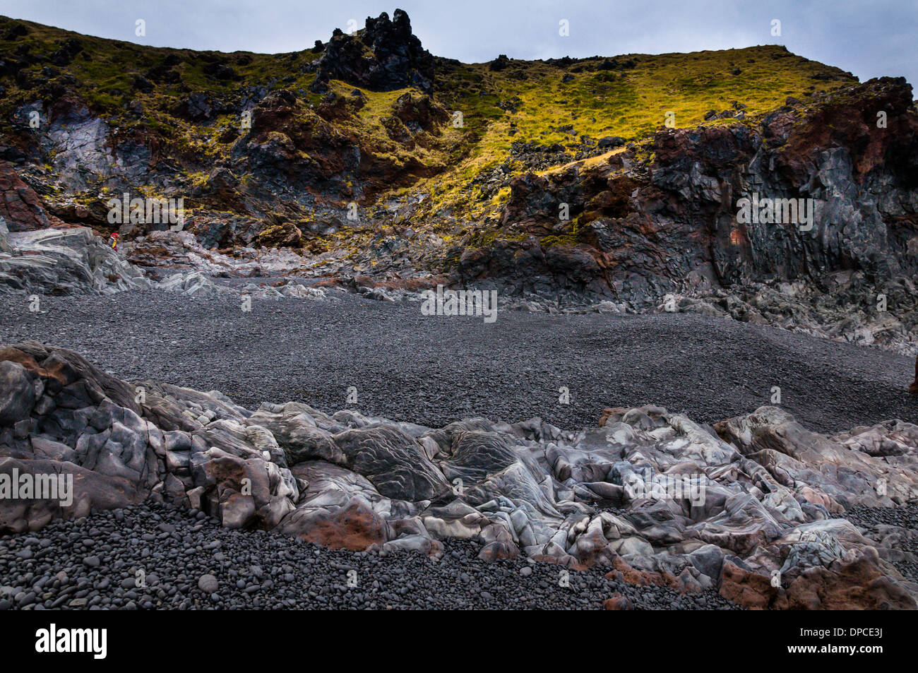 Icelandic beach with black lava rocks, Snaefellsnes peninsula, Iceland ...