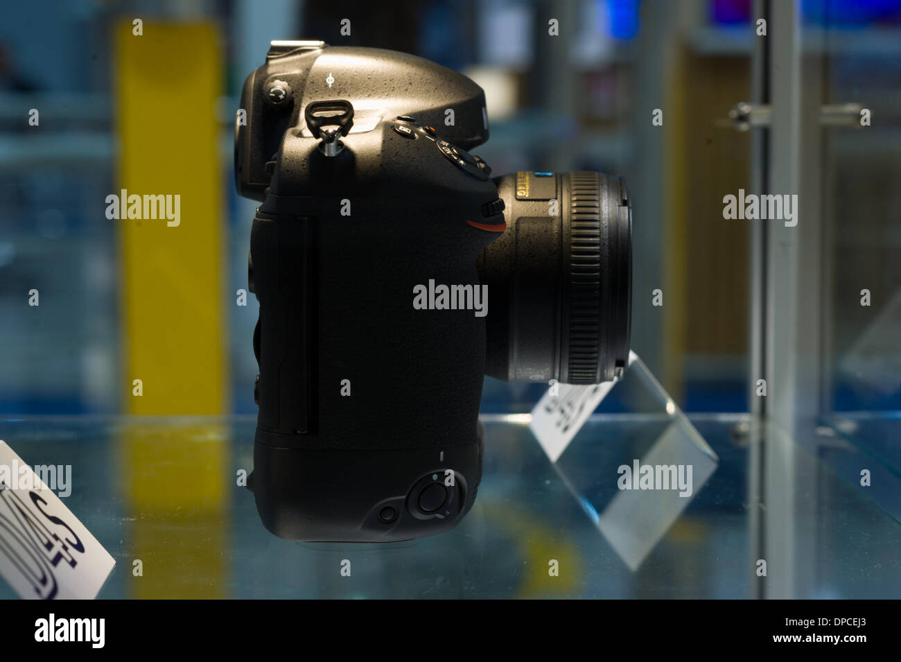 LAS VEGAS, US, 2014-01-10. Right side and vertical grip shutter release, Nikon D4s, CES 2014. Stock Photo