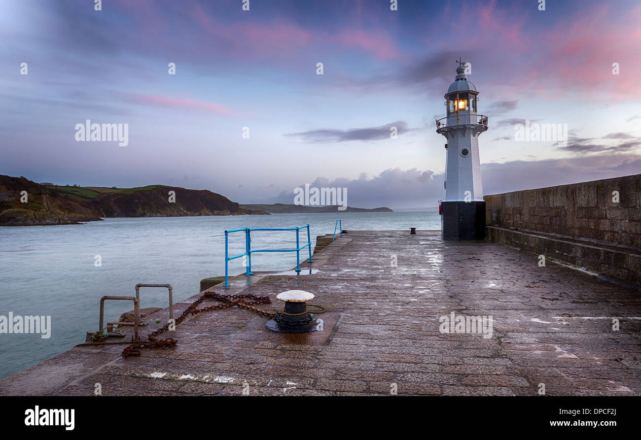The lighthouse at Mevagissey on the south coast of Cornwall Stock Photo