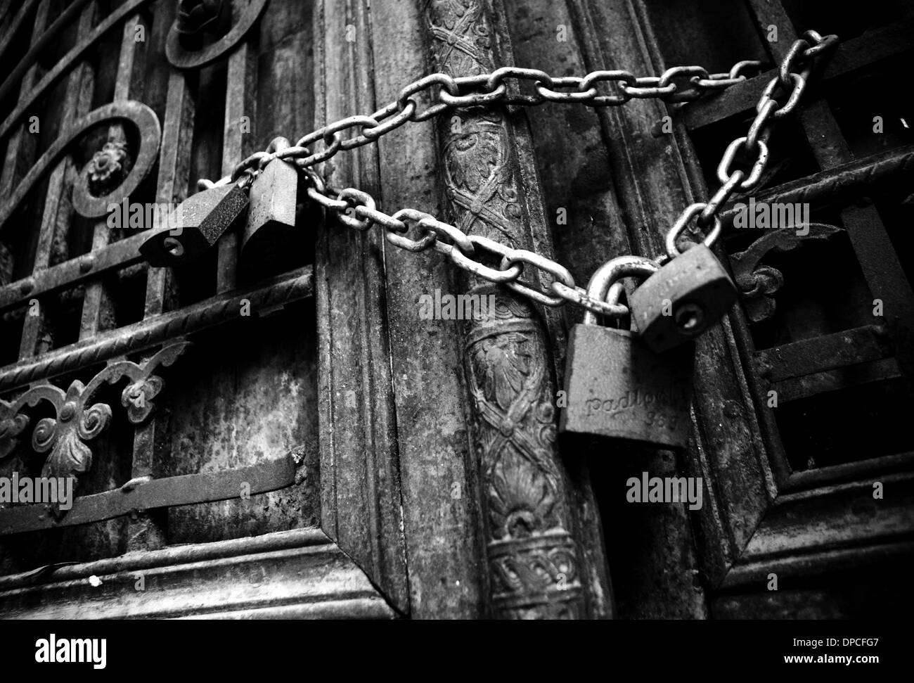 Locked doors Black and White Stock Photos & Images - Alamy
