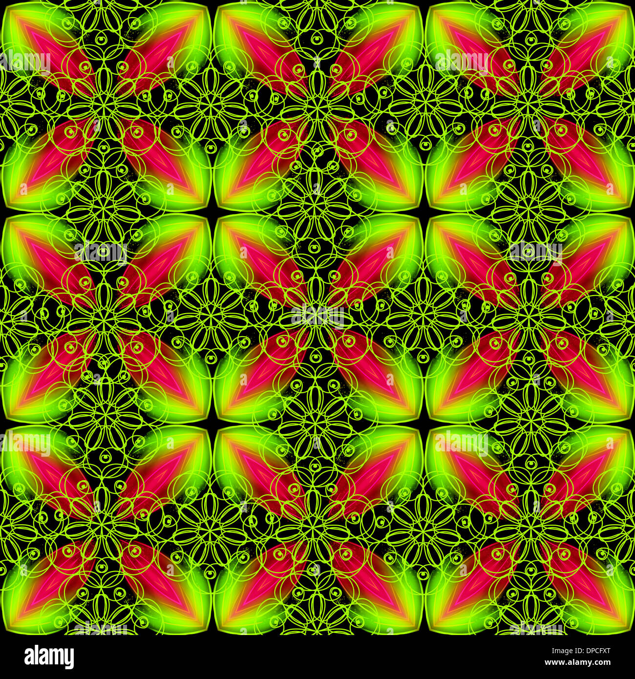 Beautiful lace pattern in green and red colors. Seamless background ...