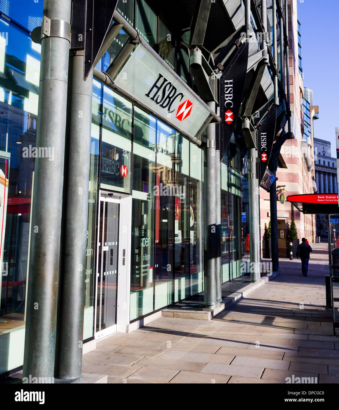London, UK - January 11, 2014: The outside of a HSBC branch in central London Stock Photo