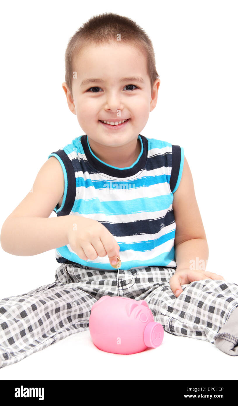 child with piggy bank Stock Photo - Alamy