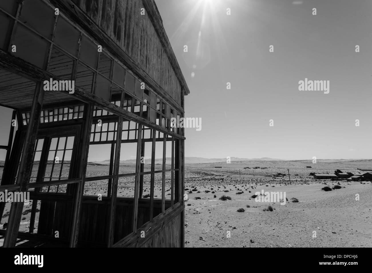 Ghost town structure in Namibia desert Stock Photo