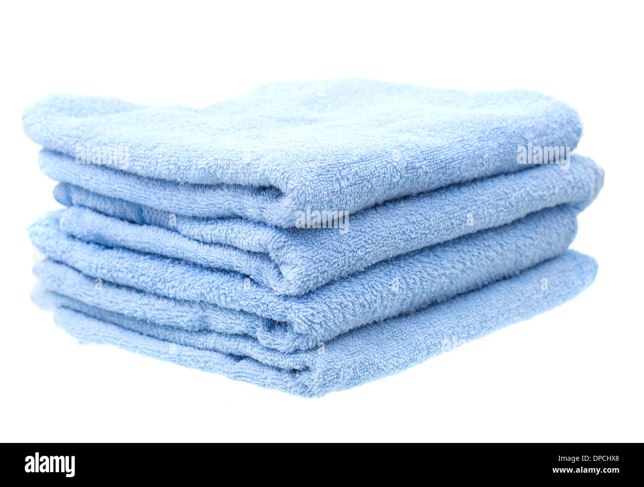 Blue Towels Isolated on White Background Stock Photo