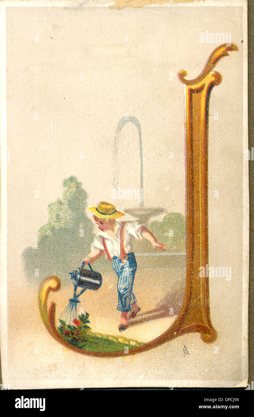 Chromolithographed letter 'J' for Jardinier Stock Photo