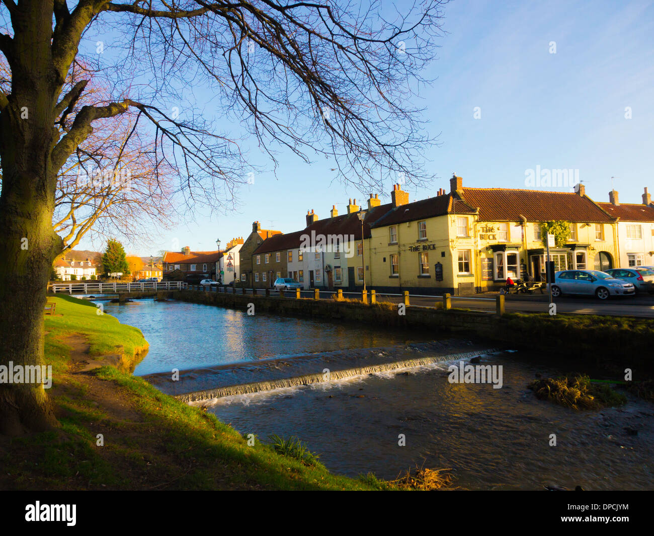 The Buck Inn by the river Leven at Great Ayton North Yorkshire England UK Stock Photo