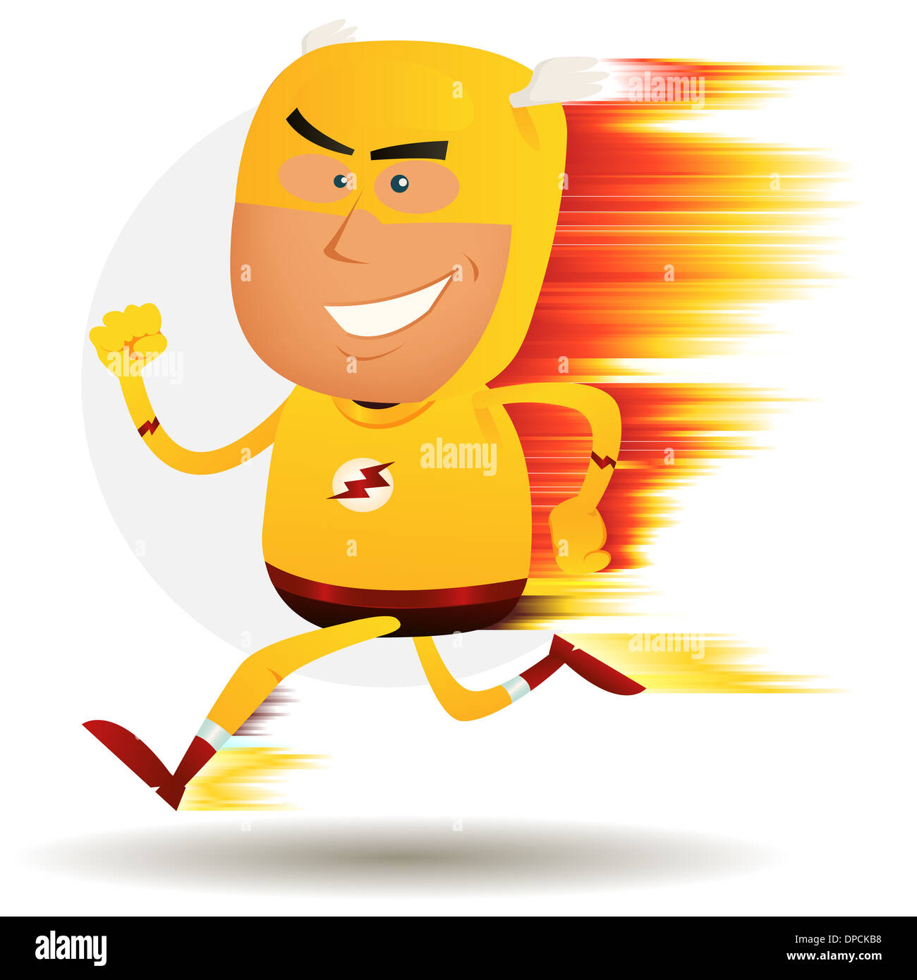Illustration Of A Cartoon Happy Super Hero Running Faster Than A 