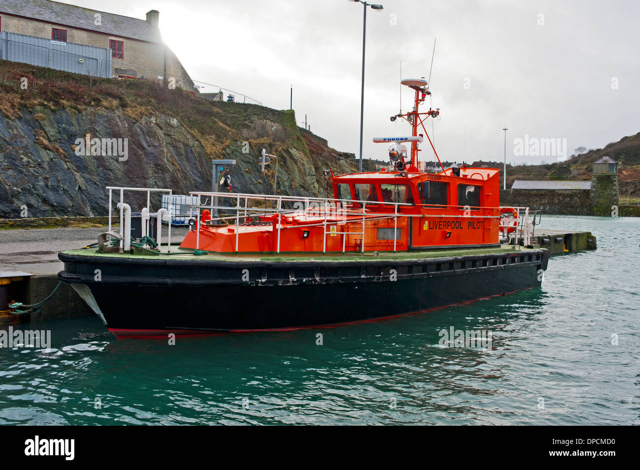 Amlwch Port Anglesey North Wales Uk Fulmer Liverpool pilot launch Stock Photo