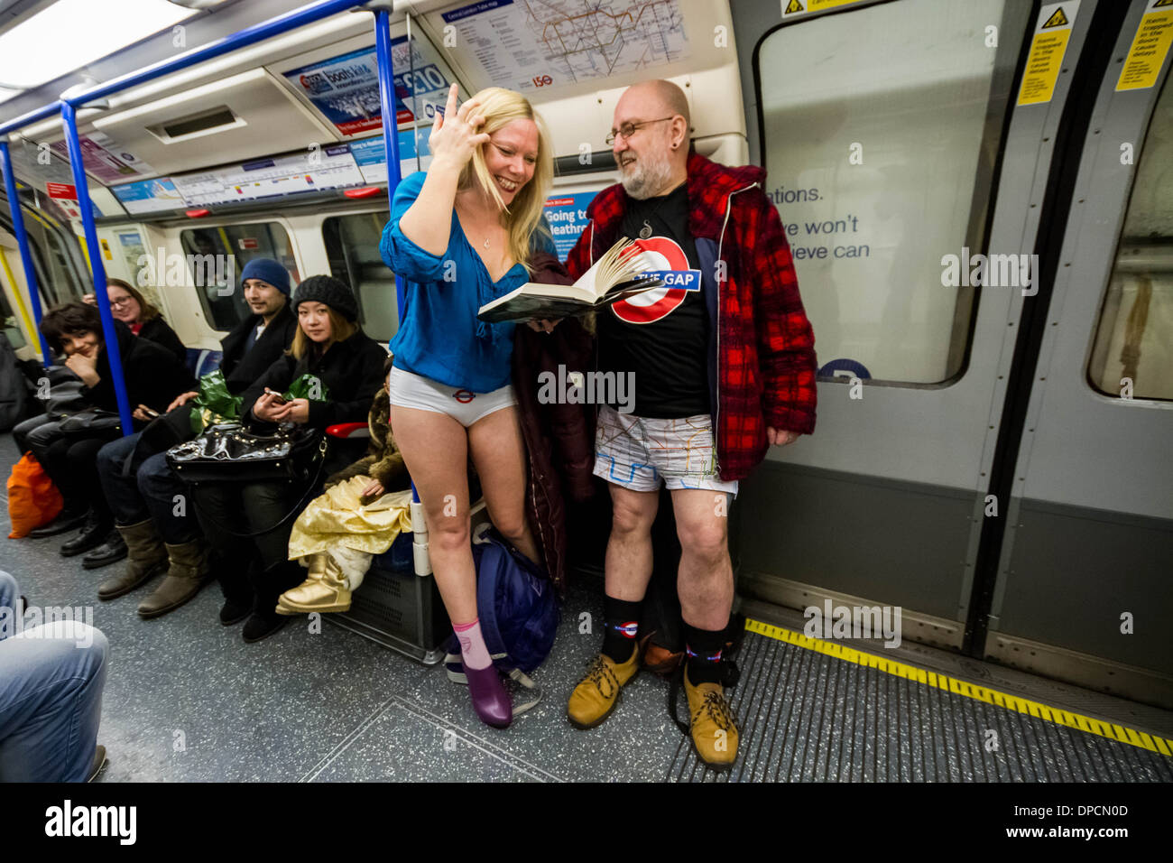 No Pants on Tube ride - London underground commuters flash