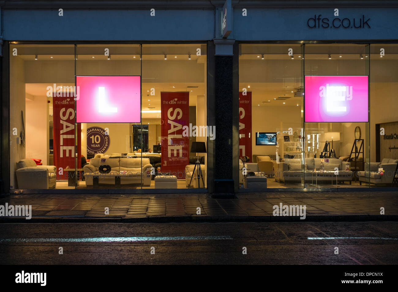 DFS Oxford street store in the evening. Picture by Julie Edwards Stock