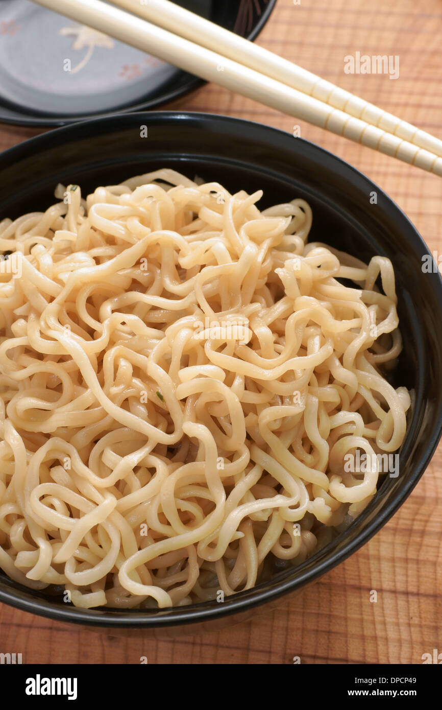 Ramen Noodles in a lacquer bowl with chopsticks Stock Photo Alamy