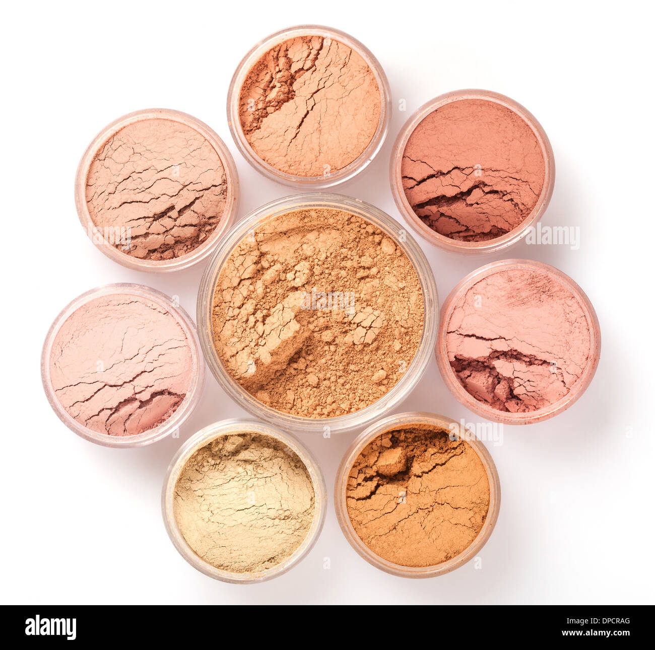 Face powder colors, top view. Seven small powder and one big powder Stock  Photo - Alamy