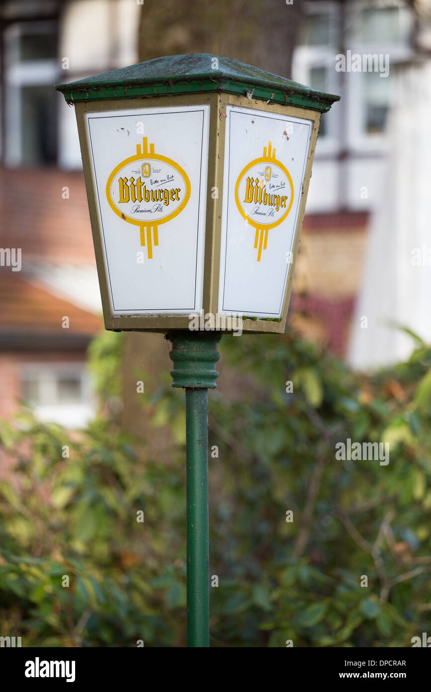 Bitburger beer lamp Stock Photo - Alamy
