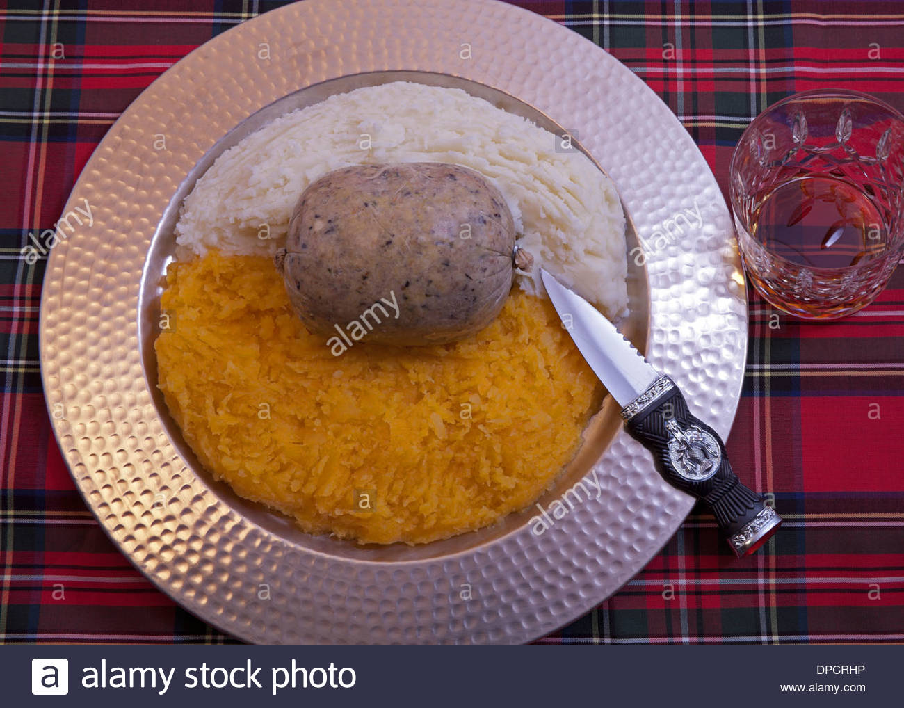 Haggis Turnips Potatoes Glass Whisky High Resolution Stock Photography