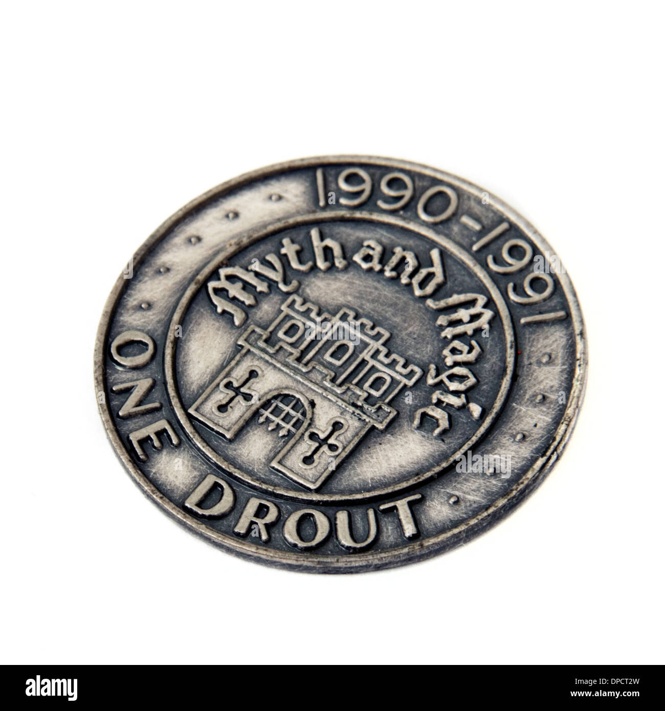 Myth and Magic 'One Drout' collectible coin by The Tudor Mint (Watson Group) from 1990-1991 Stock Photo