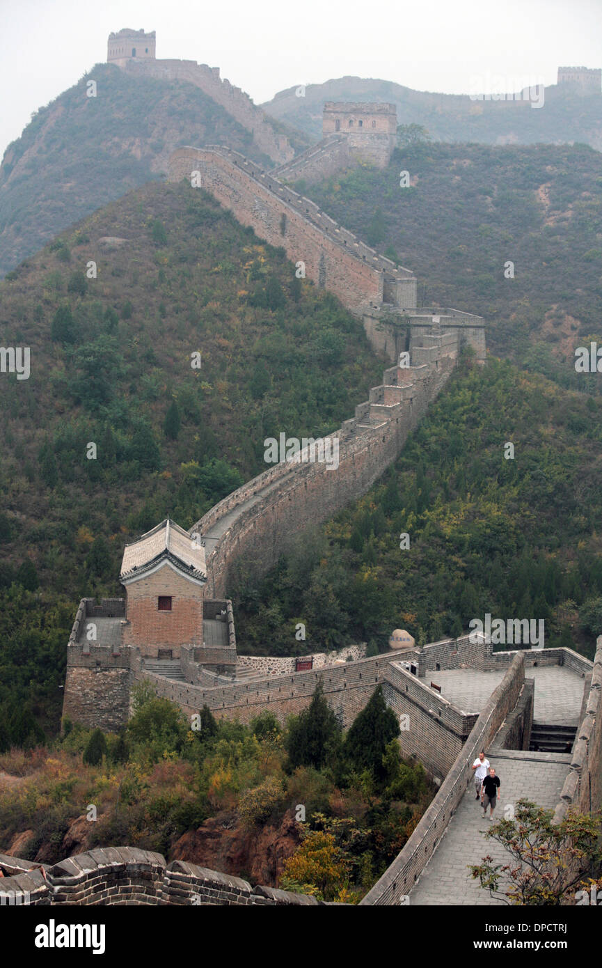 The Great Wall of China near Jinshanling, on the Jinshanling to Simatai walk. 28/9/2011 Stock Photo
