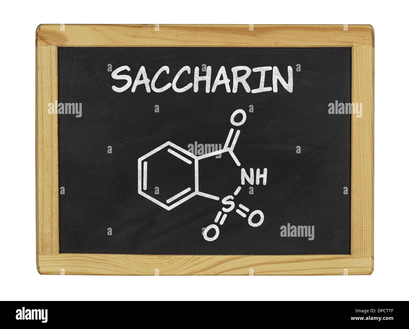 chemical formula of saccharin on a blackboard Stock Photo Alamy
