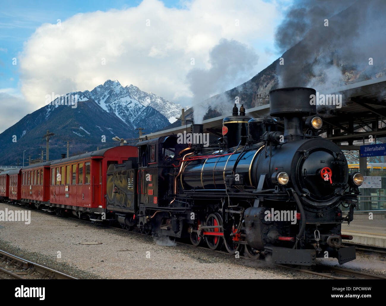 Zillertal Bahn Steam train in Jenbach Station Austria Stock Photo