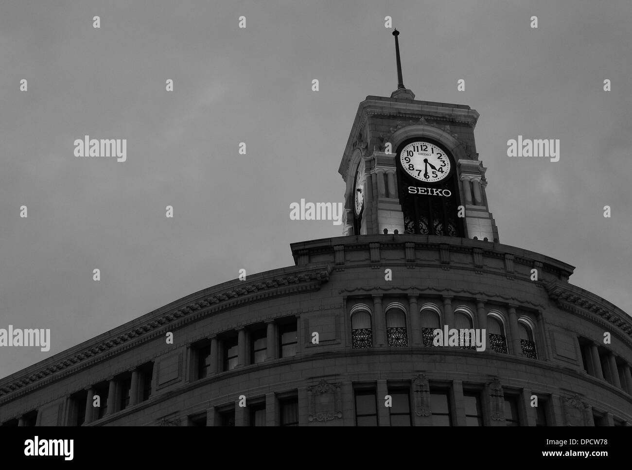 Ginza Wako building, b&w Stock Photo