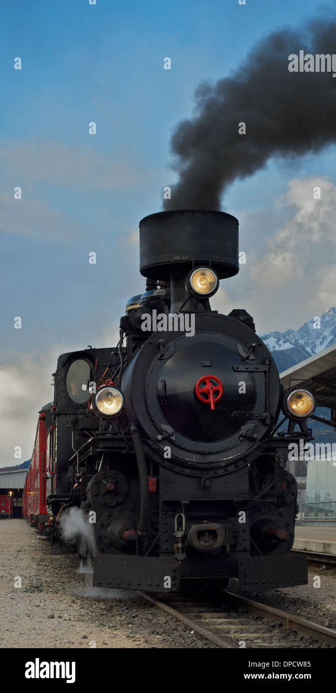 Zillertal Bahn Steam train in Jenbach Station Austria Stock Photo