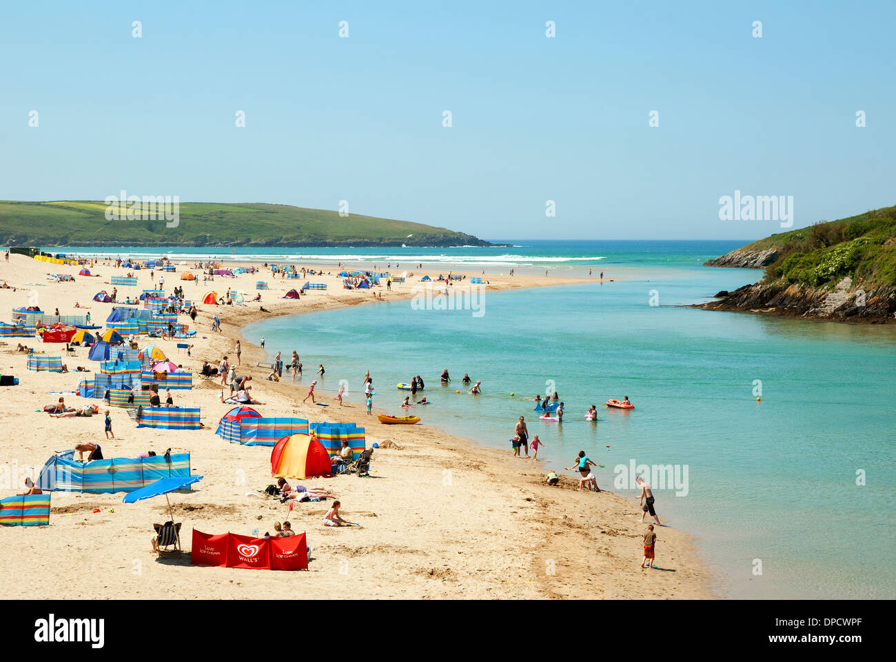 summertime at crantock in cornwall, uk Stock Photo - Alamy