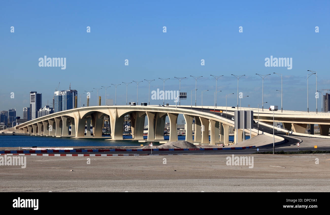 New Sheikh Khalifa Bridge in Abu Dhabi, United Arab Emirates Stock Photo