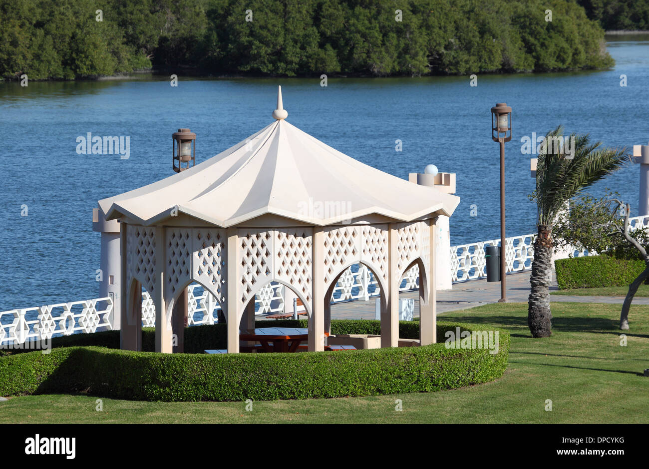 Pavilion at the old corniche in Abu Dhabi, United Arab Emirates Stock Photo