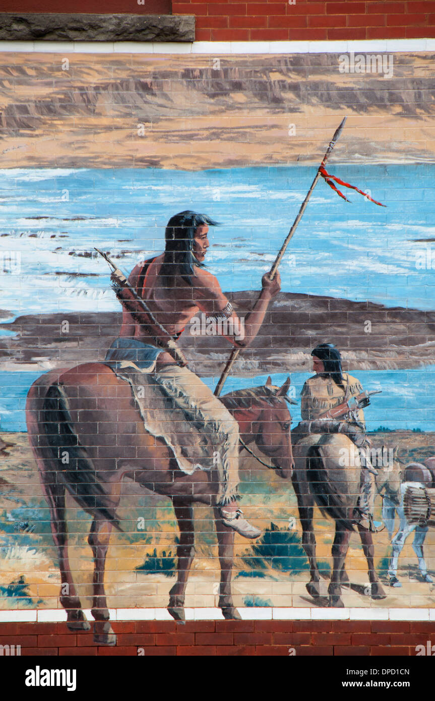 Ancient Indian Fishing Grounds mural, The Dalles, Columbia River