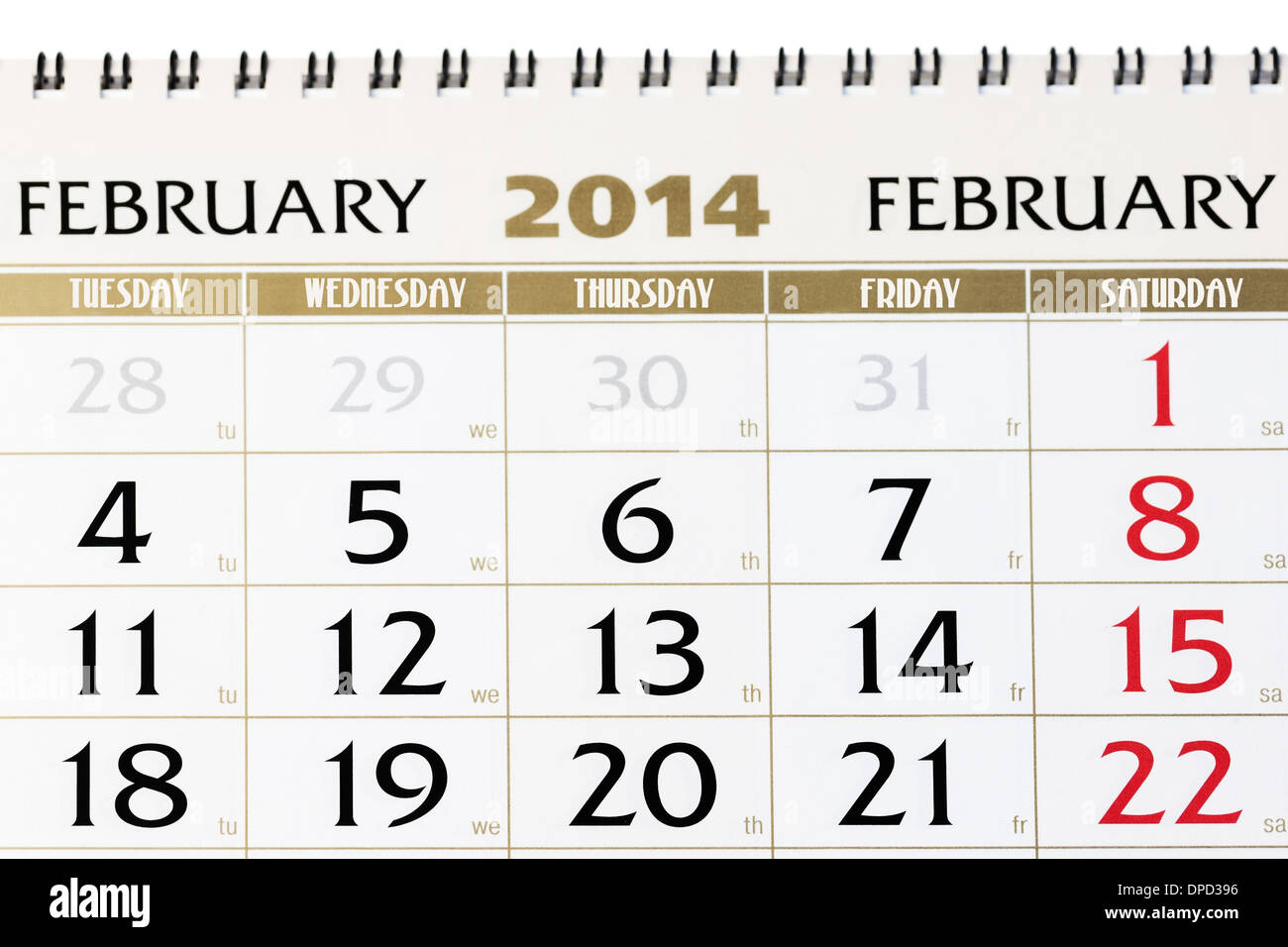 Calendar Page On February 14 Closeup Stock Photo Alamy Calendar Page On February 14 Closeup Stock Photo Alamy