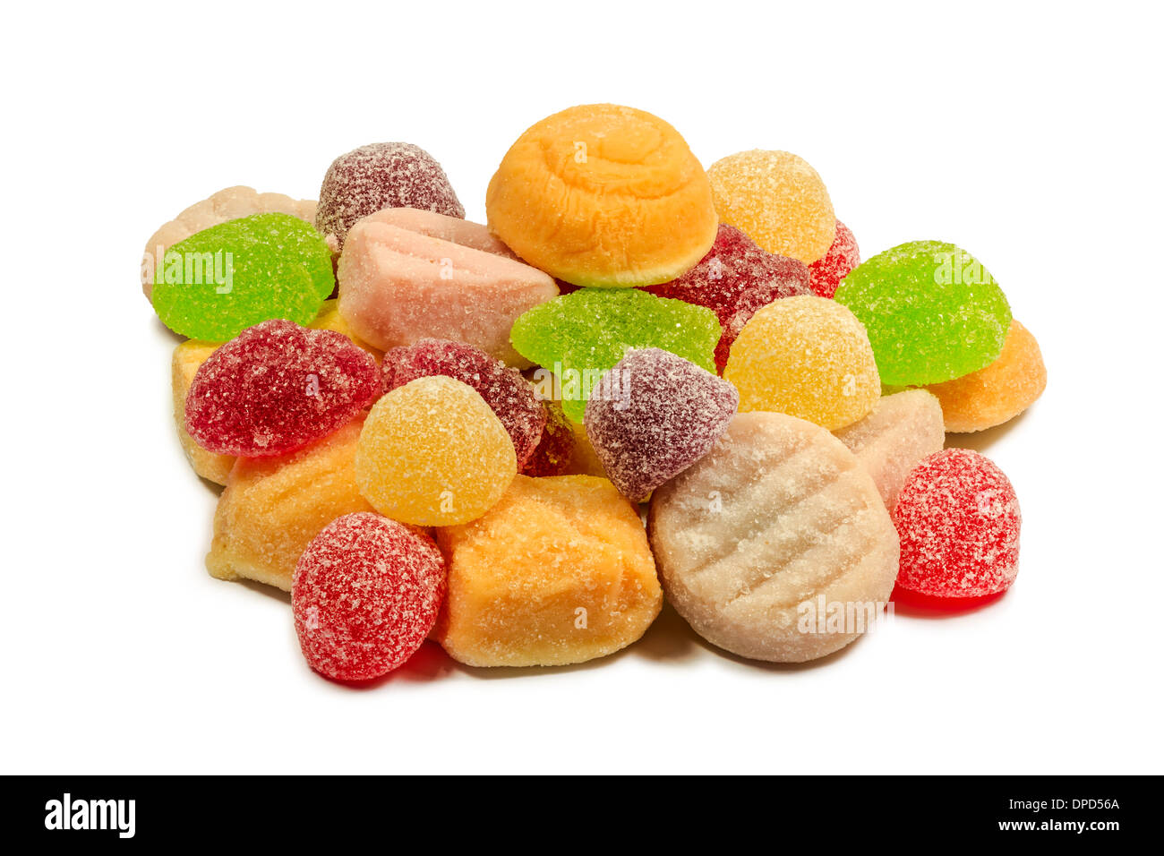 Assorted candy on white background Stock Photo