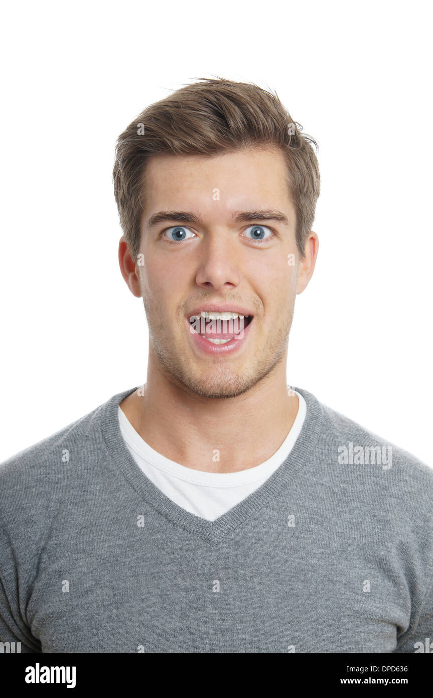 young man looking surprised Stock Photo