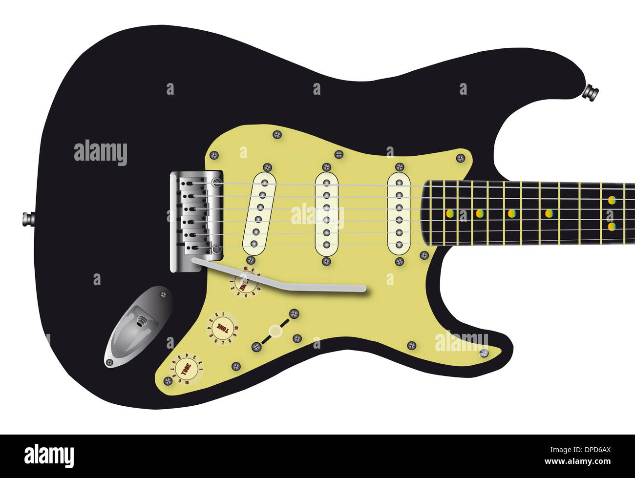 The body of a typical solid body rock and roll guitar with single coil
