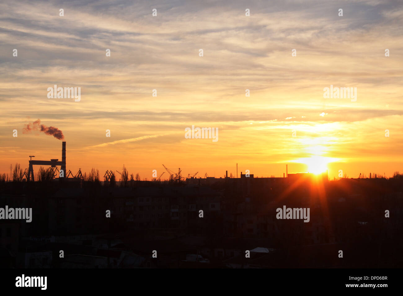 view on sunset in Nikolaev, Ukraine Stock Photo
