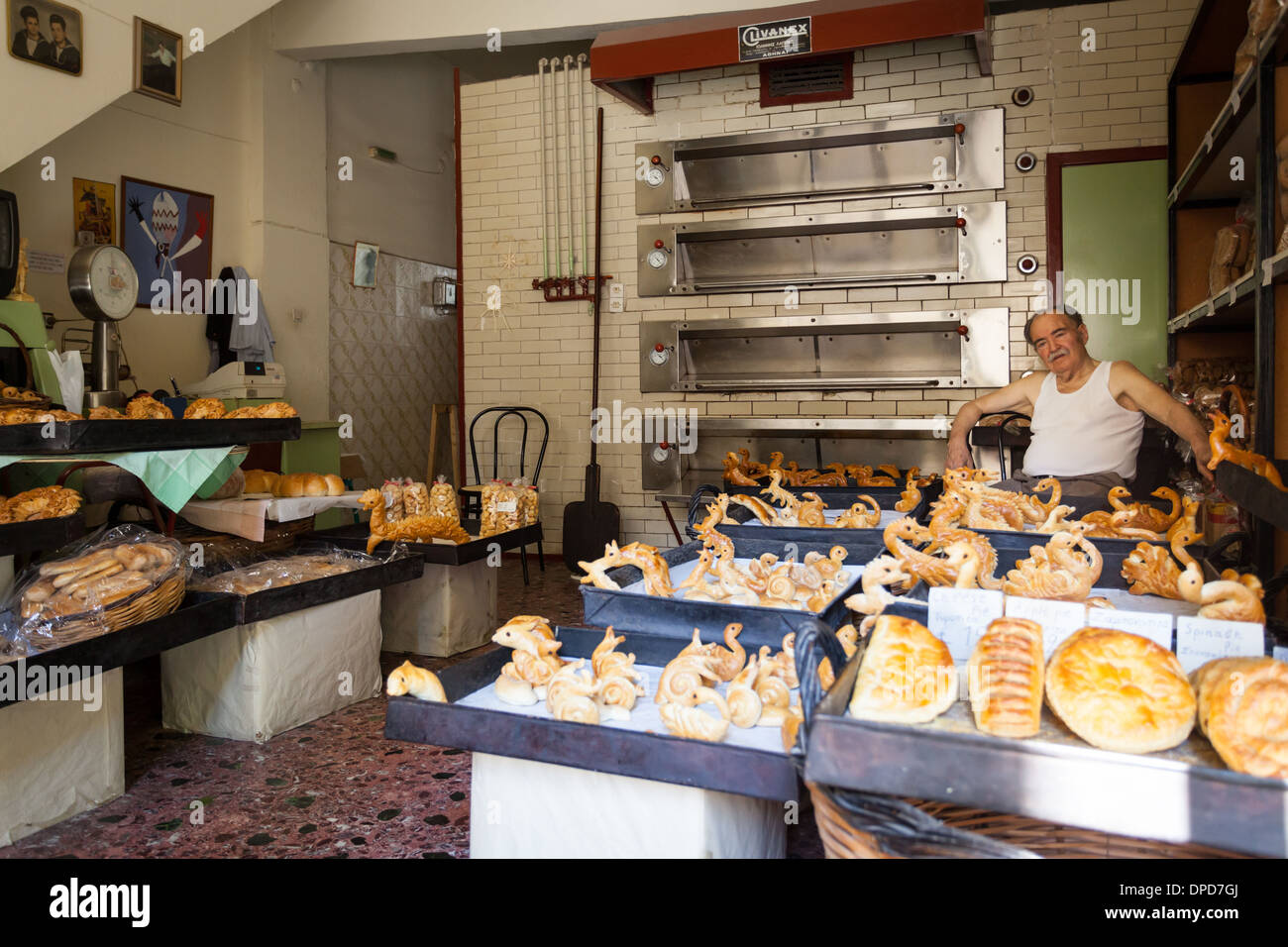 Traditional baker in a bakery in Rethymno, Crete Island, Greece Stock Photo 65444866 Alamy