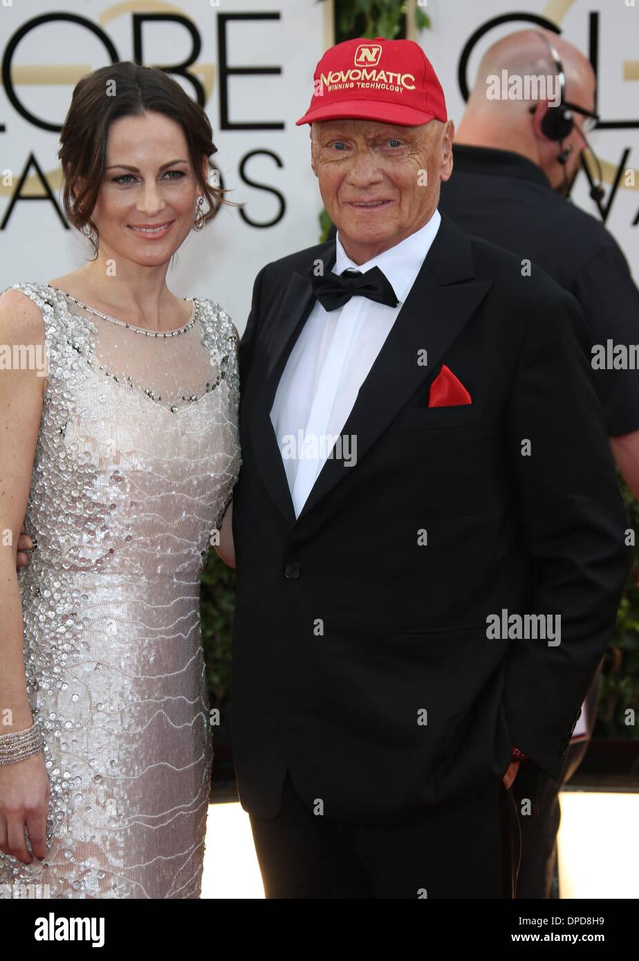 Los Angeles, USA. 12th January 2014. Niki Lauda and wife Birgit Wetzinger  attend the 71st Annual Golden Globe Awards aka Golden Globes at Hotel  Beverly Hilton in Los Angeles, USA, on 12