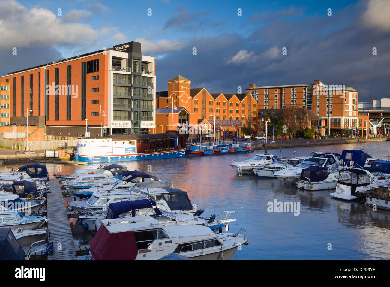 The Marina at Brayford Pool in Lincoln, Lincolnshire, late in the afternoon Stock Photo