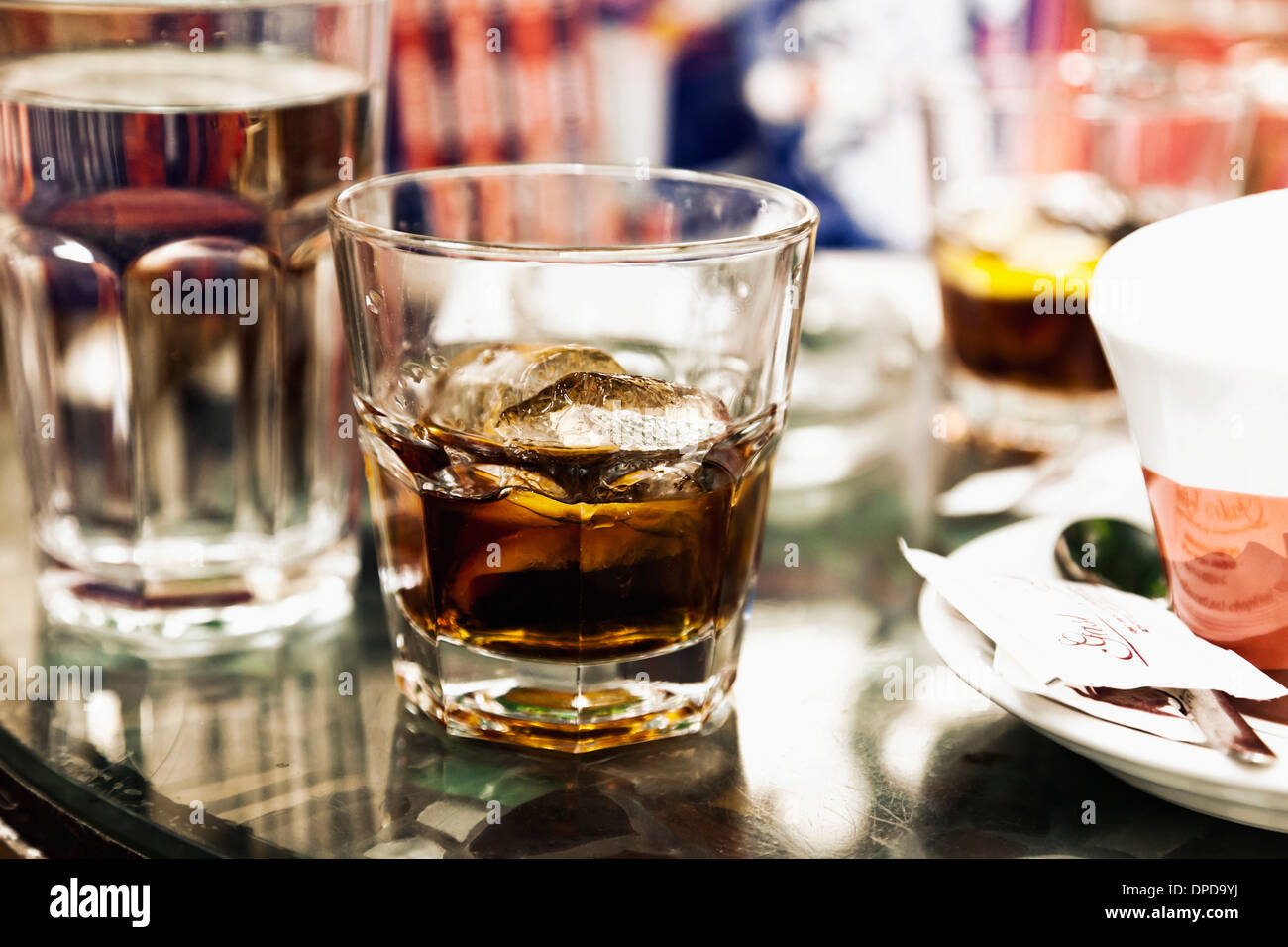 Croatia, Zadar, Beverages on table in coffee bar Stock Photo