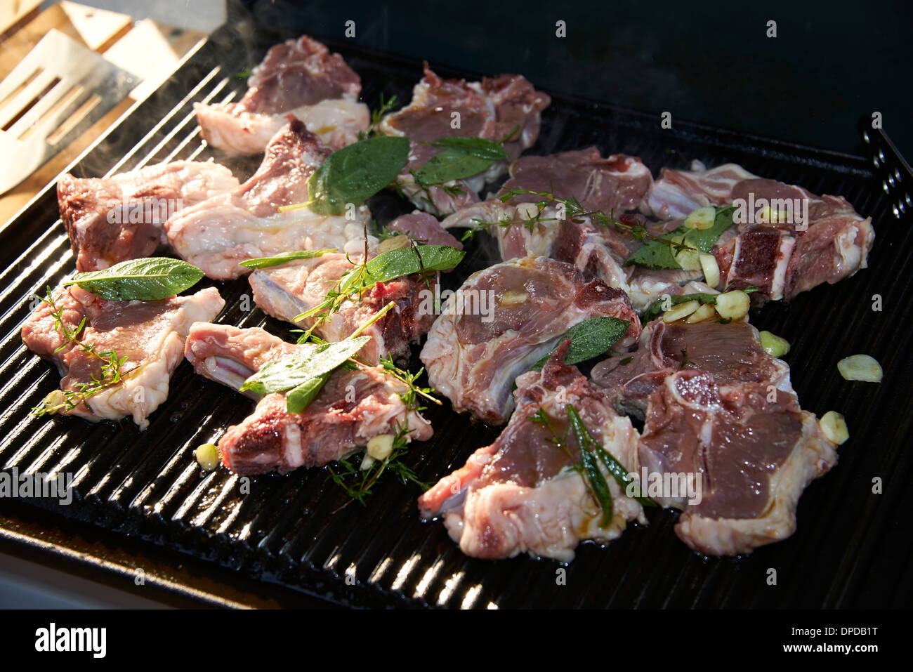 Marinated raw lamb chops barbecue grill Stock Photo Alamy