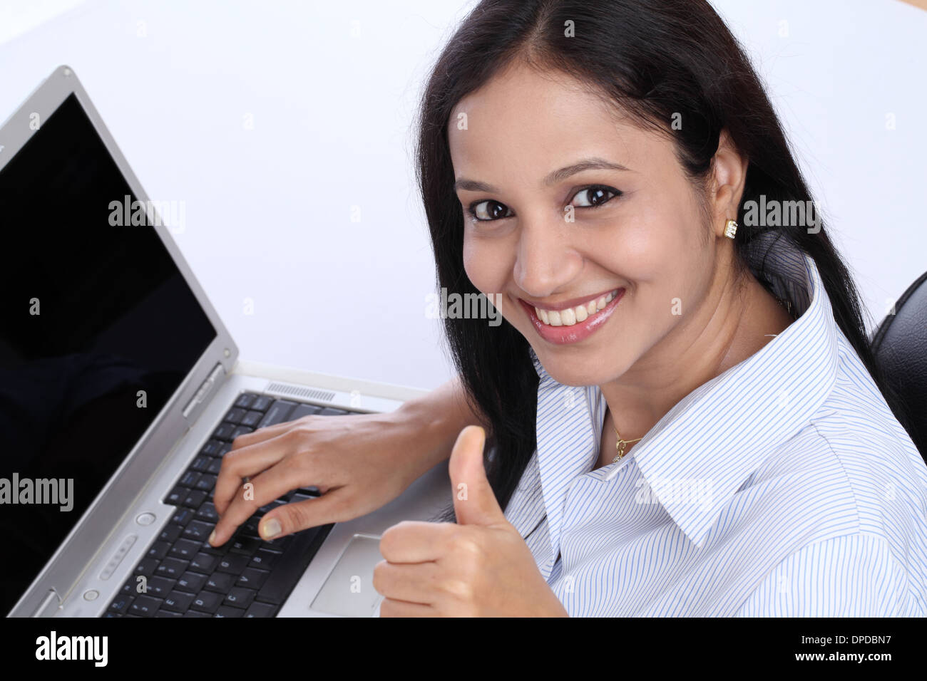 Indian woman showing thumbs up hi-res stock photography and images - Alamy