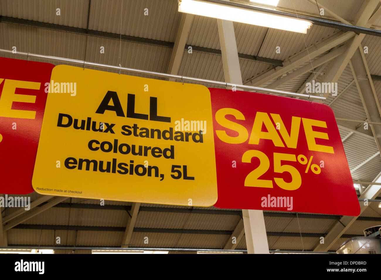 Big sale sign displayed inside of B&Q DIY store, UK Stock Photo Alamy