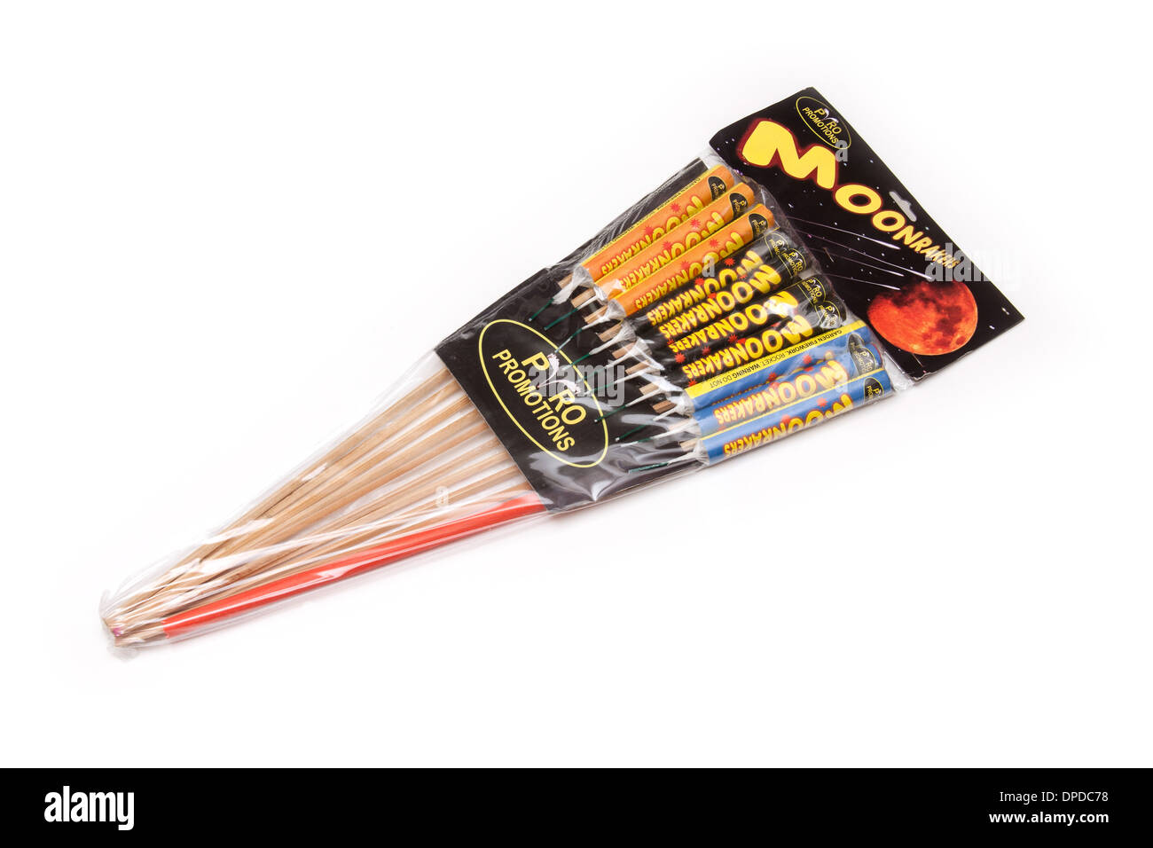 Firework rockets isolated on a white studio background. Stock Photo